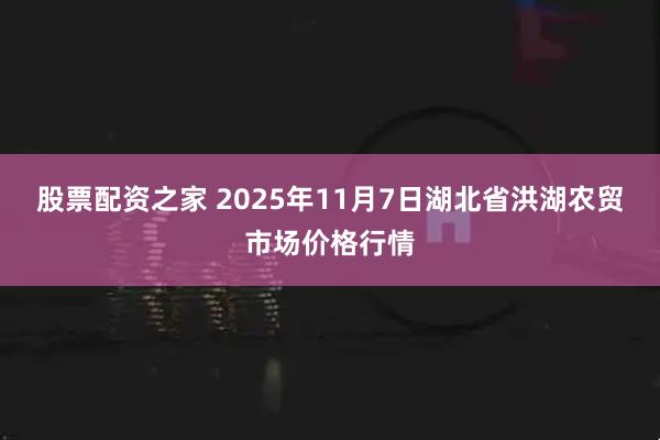 股票配资之家 2025年11月7日湖北省洪湖农贸市场价格行情